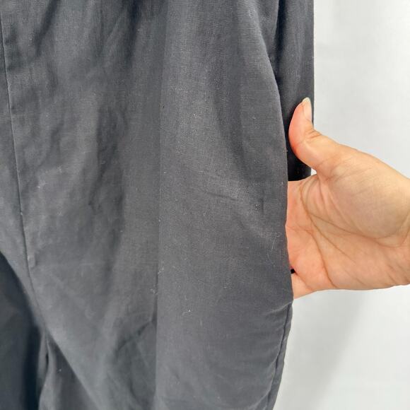 Hutch Bow Front Jumpsuit Womens L Black Linen Crop Preppy Quiet Luxury City Boho - Picture 4 of 11